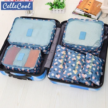 

Travel 6pcs/set Packing Cubes Fashion Waterproof Large Capacity Clothing Sorting Organize Bag Storage Package Men Weekender Bag