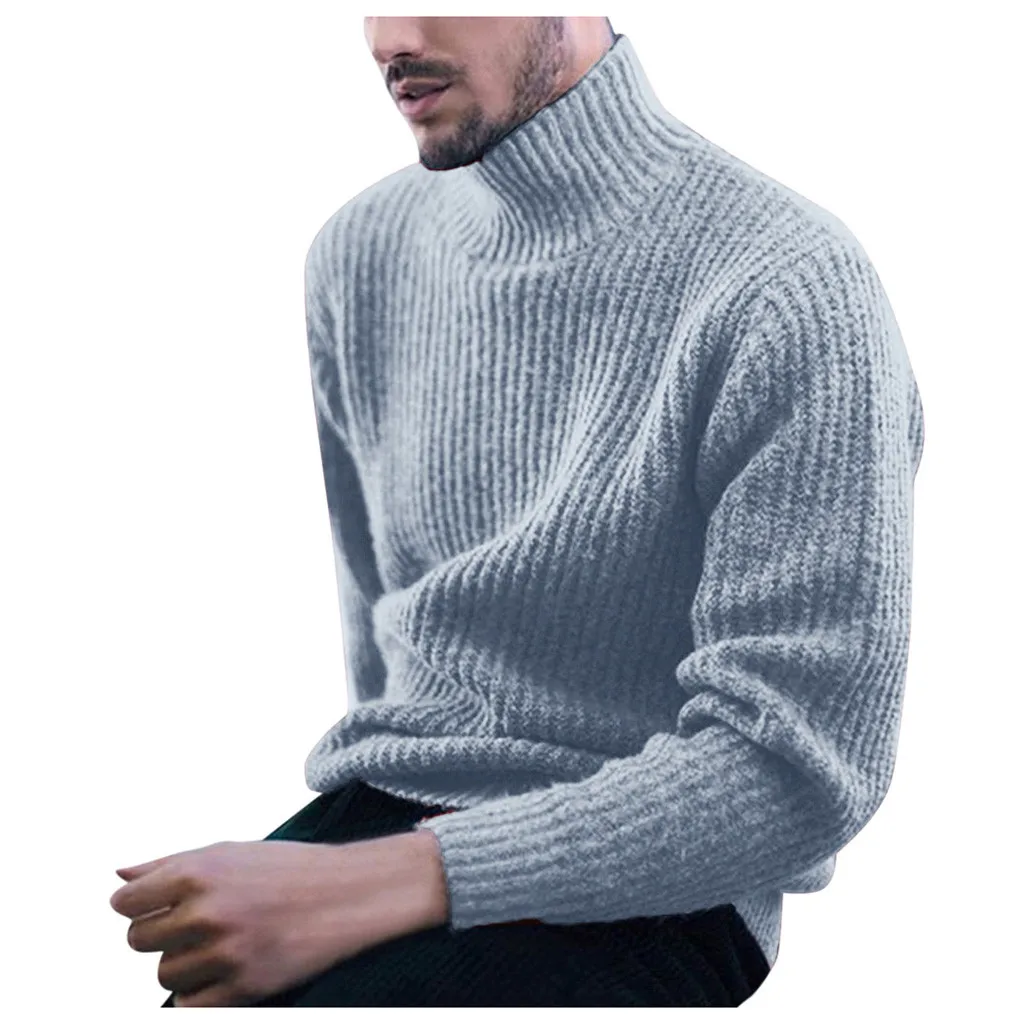 Men Casual Loose Turtleneck Sweaters Solid High Collar Striped Pullovers Knitted Sweaters Long Sleeve Warm Top Streetwear Cloth Men Casual Loose Turtleneck Sweaters Solid High Collar Striped Pullovers Knitted Sweaters Long Sleeve Warm Top Streetwear Cloth