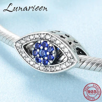 

Evil Blue and Clear CZ 925 Sterling Silver Eye Charms Beads Fit Original Pandora Bracelet Charms Jewelry making 2019