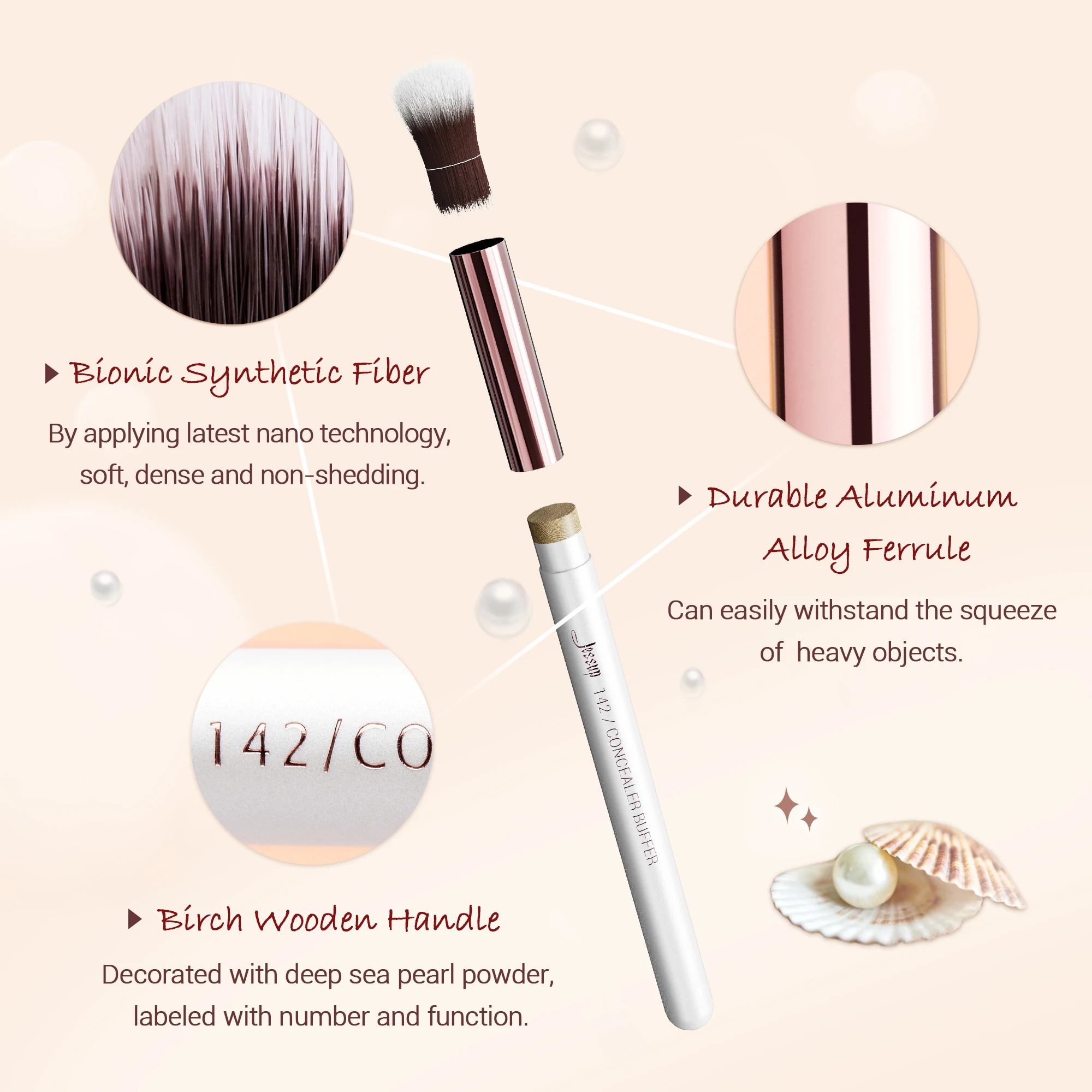 Set di pennelli per il trucco etichettati, carini, bianchi, 15 pezzi | Jessup Set di pennelli per il trucco etichettati, carini, bianchi, 15 pezzi | Jessup