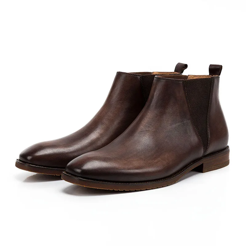 QYFCIOUFU/Новые мужские ботинки; мужские Ботильоны Martens из натуральной кожи; мужские ботинки «Bullock» на шнуровке; ботинки «Челси» - Цвет: Коричневый