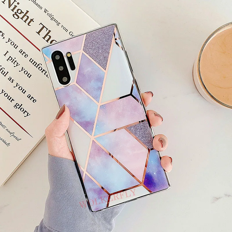 4 Чехлы для samsung Galaxy Note 10 Pro S10 Plus S10e A70 A50 A30 A20 A10 M10 гальванический геометрический мрамор мягкий IMD силиконовый чехол - Цвет: 4