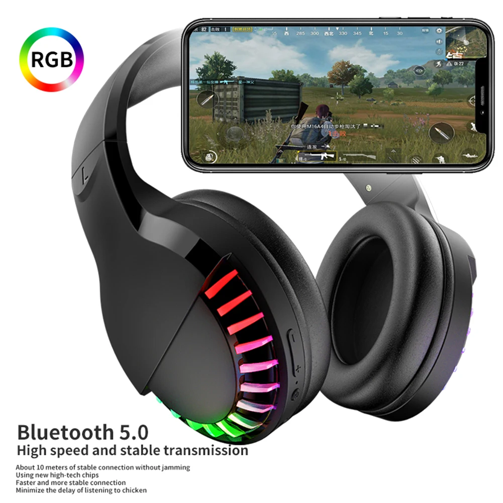 SH33 Dual Mode Gaming Headset Bluetooth Adjustable Headband for Computer 3 5mm RGB Deep Bass Over Ear Headphone