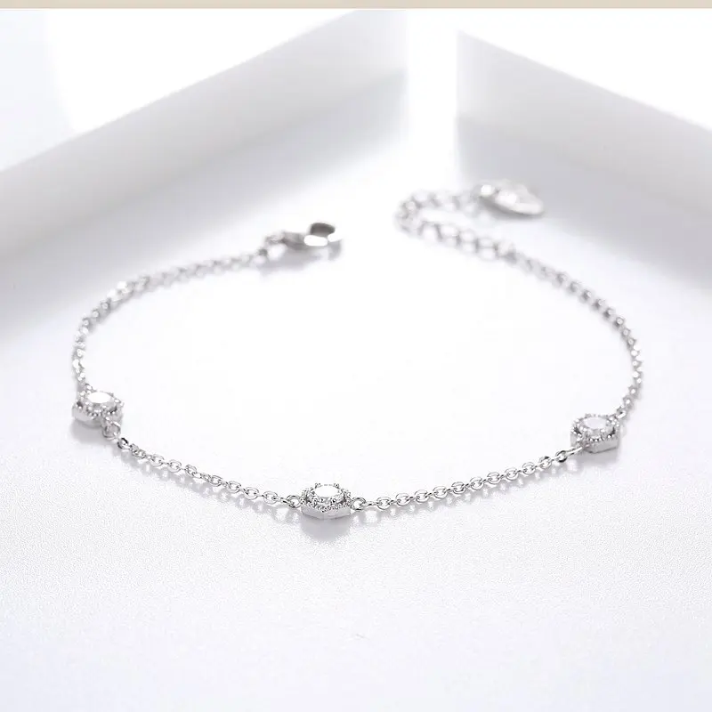 

Delicate Simple Design Cubic Zirconia Bracelet Chain for Women White Gold Color Zircon Stone Jewelry