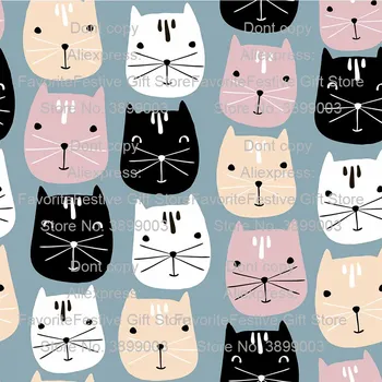 

Printed Cats Cotton polyster stretch Fabric Kids Patchwork Cloth DIY Sewing Quilting Fat Quarters Material For Baby&Child