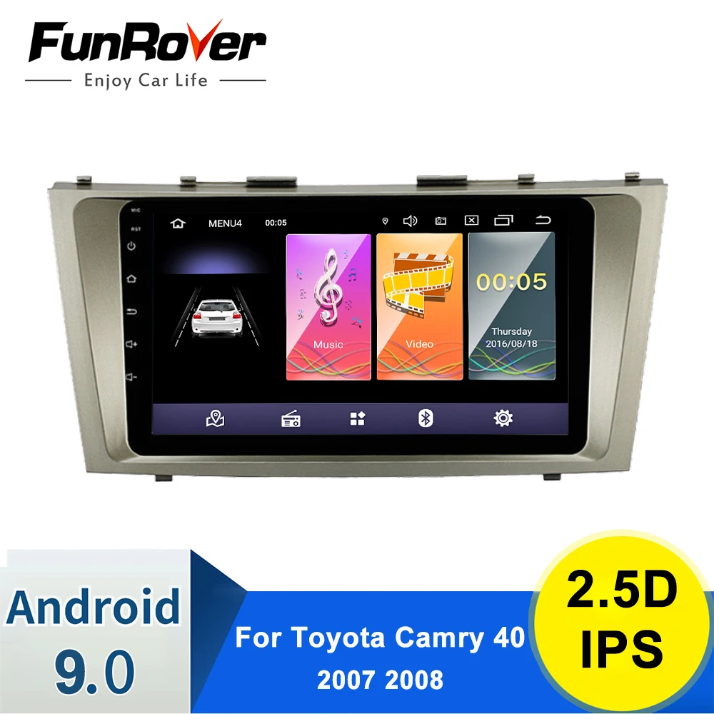 Funrover Android 9,0 4G Автомобильный Радио Мультимедиа Видео плеер навигация gps WiFi 2 din для Toyota Camry 40 50 2006-2011 без dvd