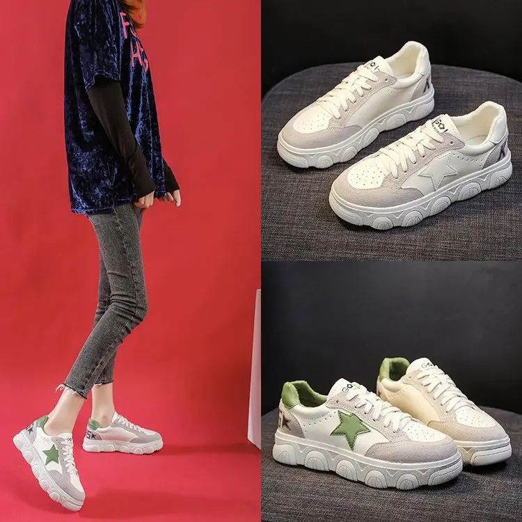 

Spring Festival New Style Flat White Shoes Women's 2020 Versatile Casual Sports Shoes Students Board Shoes Fashion Thick Bottome