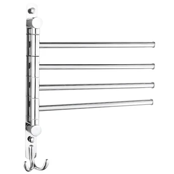 

Swivel Towel Rack Wall Mount Home Space Saving Stainless Steel Holder Organizer Rustproof For Bathroom Heavy Duty Modern Simple