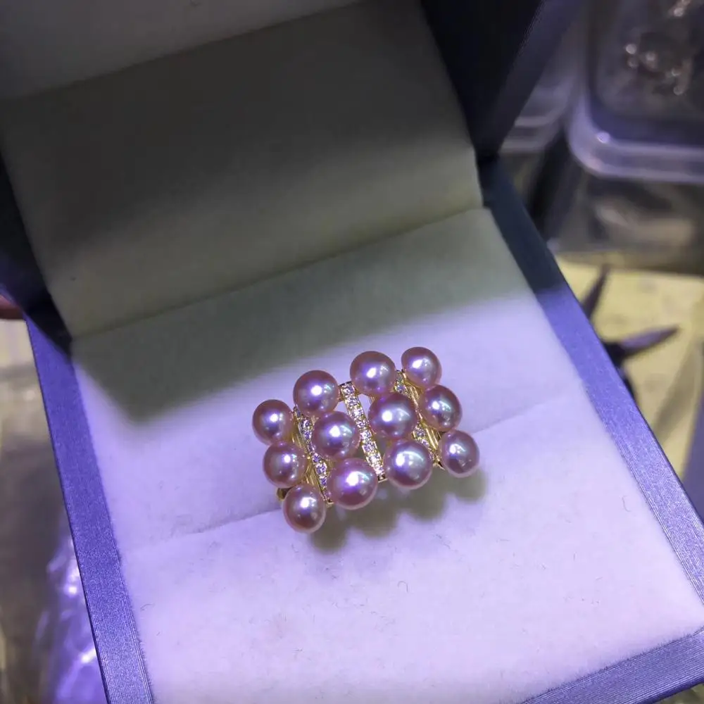 purple YIKALAISI, 925 пробы, серебряные ювелирные изделия, жемчужные кольца,, ювелирные изделия из натурального жемчуга, 4-5 мм, кольца для женщин - Цвет камня: purple