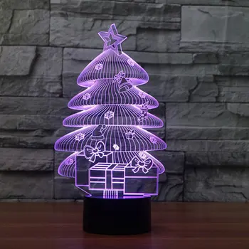 

Christmas Series Acrylic Material Colorful 3D Night Light Creative Electronic Led Night Light Christmas Tree Shape Night Light