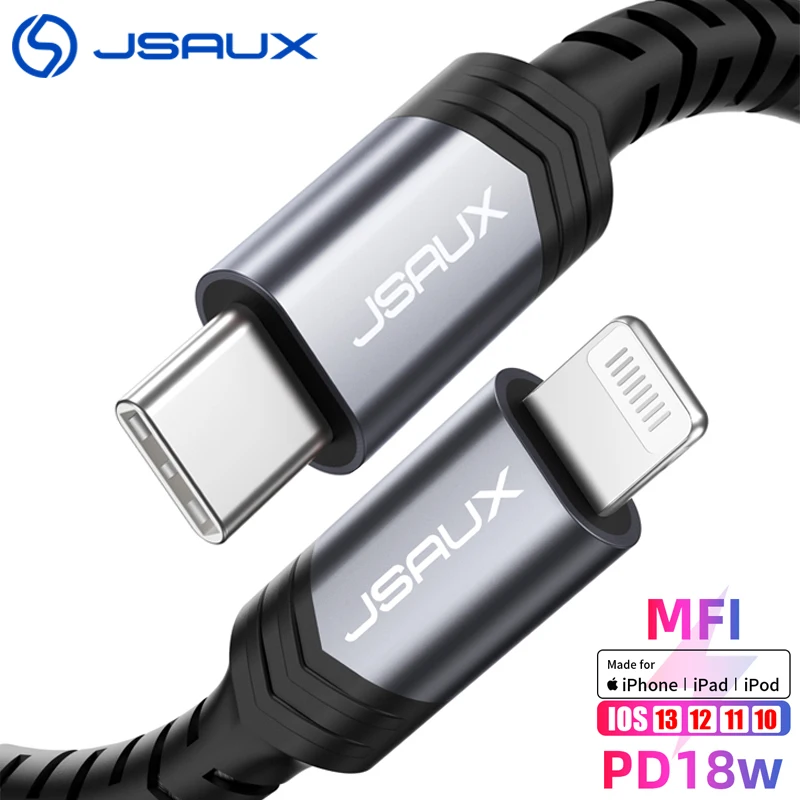 Кабель для iphone JSAUX с разъемом USB Type C и Lightning MFi PD18W зарядное устройство 12 Pro mini Max 11 Usb кабель передачи