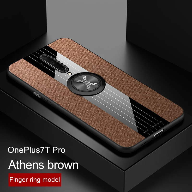 Phone Case for OnePlus 7T Pro Cover Magnetic Ring Holder Fabric Hard Coque Soft Frame Cloth Shockproof |