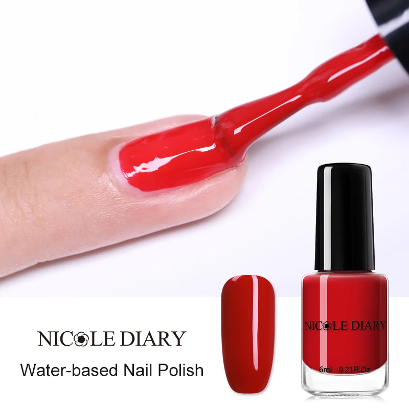 NICOLE DIARY 63 Цвета Лак для ногтей сплошной цвет красный серый розовый лак для ногтей на водной основе маникюр лак для ногтей 6 мл
