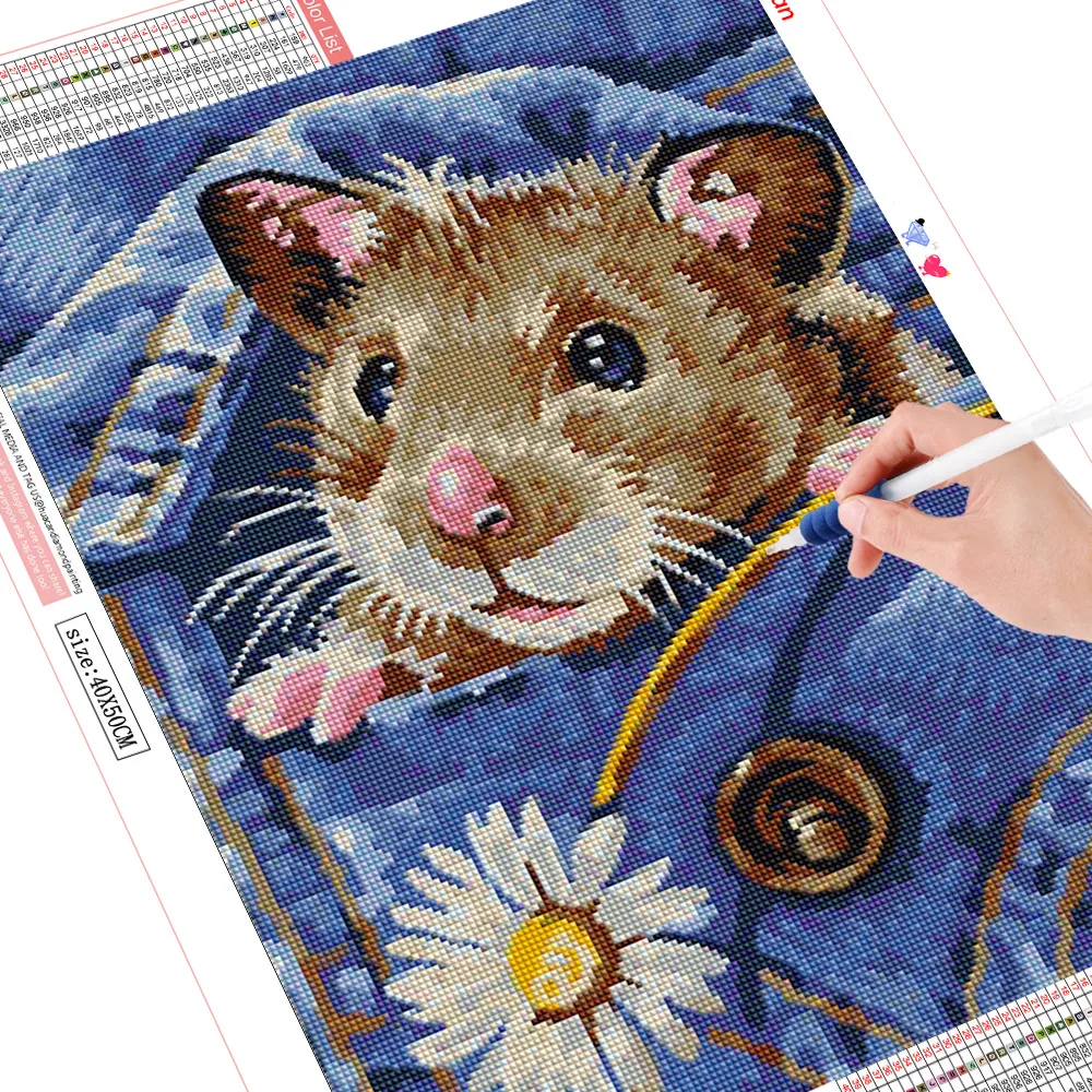 HUACAN 5D DIY Diamond Painting Hamster Full Drill Pictures Of Rhinestones Decor Home Flowers Mosaic Diamond Embroidery Animals