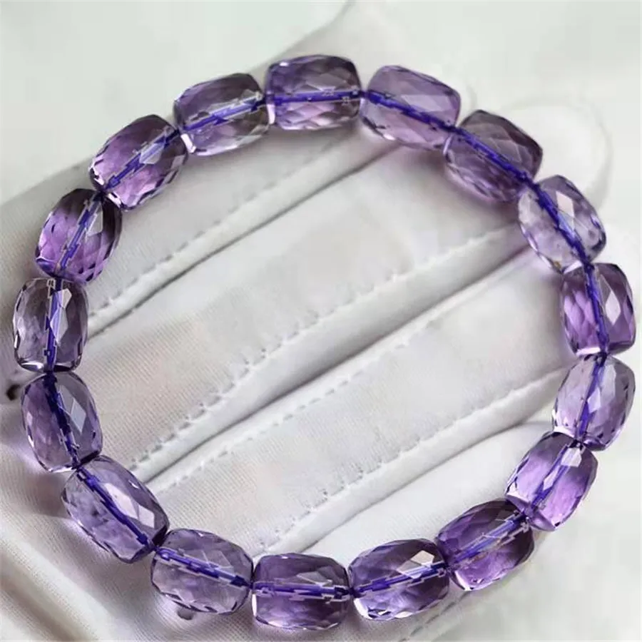 

Natural Amethyst Bracelets 9mm Genuine Purple Healing Crystal Faced Bead Stretch Woman Bracelet Drop Shipping