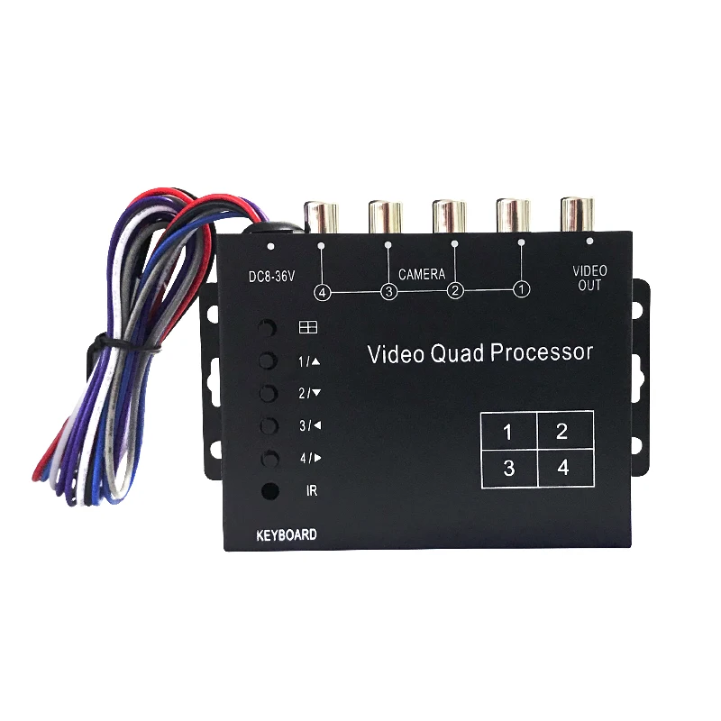 

High-Quality Car 4-Way Composite RCA Video Splitter support car rear front side view cameras four cameras control box switch