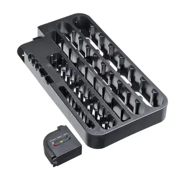

Battery Storage Organizer Holder with Tester-Battery Caddy Rack Case Box Holders Including Battery Strength Indicator For AAA AA