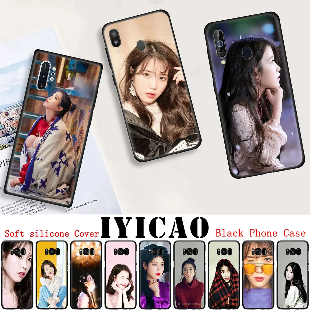 Soft silicone Cover for Samsung Note 8 9 S6 S7 Edge S8 S10 10 Plus S10E Black Phone Case IU Korean singer | Мобильные телефоны и