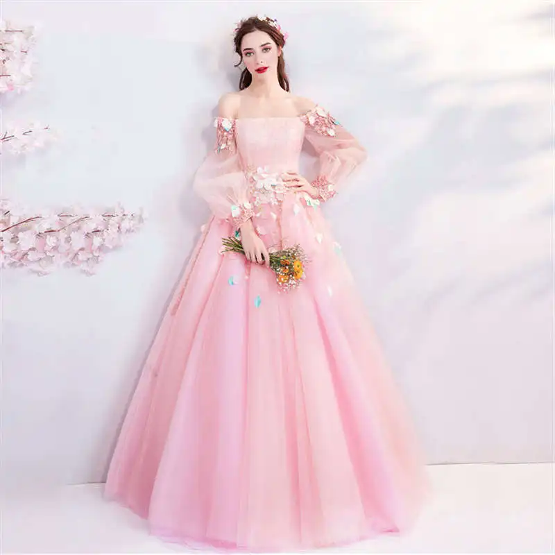 

2019 Wedding Celebrity Backless Slash Neck Pink Dress Sexy Women Lantern Sleeve Fashion Pink Bohemian Party Dresses Wholesale