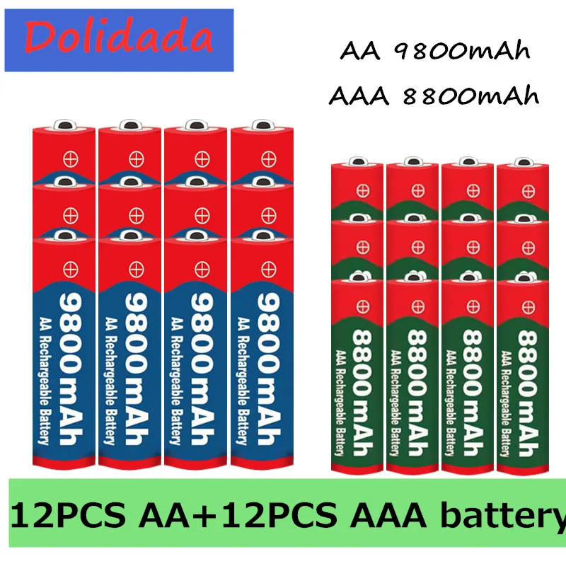 New 1.5V AA 9800 mAh+1.5V AAA 8800 mAh Alkaline1.5V Rechargeable Battery For Clock Toys Camera battery | Электроника
