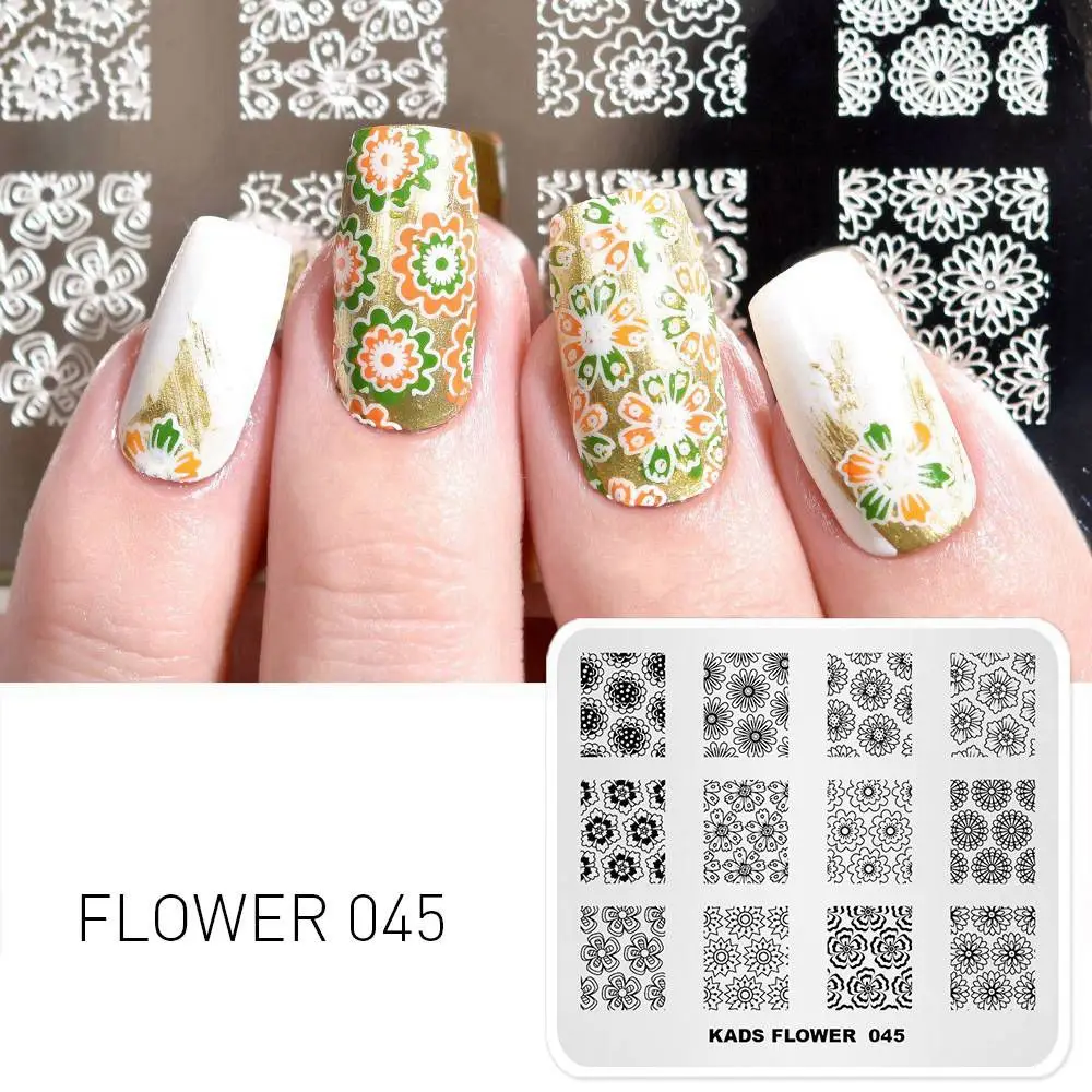 Flower 045 1 шт. штамповки для ногтей пластины красоты цветок серии шаблоны для ногтей поднос для маникюра дизайн ногтей штамповка шаблон украшения Штамп для ногтей - Цвет: Flower 045