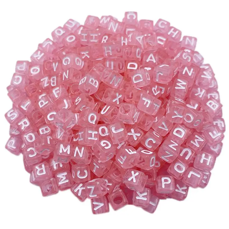 50Pcs 6mm Squre Letter Loose Beads DIY For Jewelry Making Necklace Bracelet 