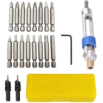 

20 Pcs Drill Bits,Screwdriver Tool with Different Kinds of Drill Bits Drill Driver Screwdriver Set with Portable Toolbox