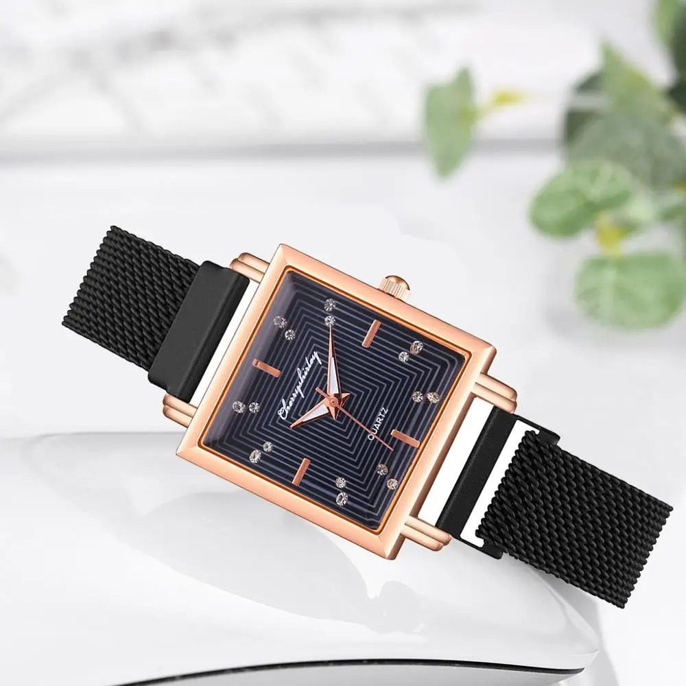 Женские Роскошные наручные часы relojes женские из легированной стали кварцевые с