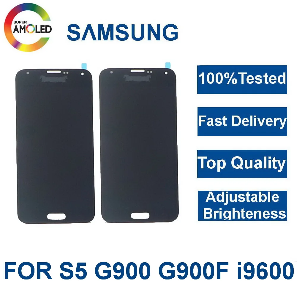 Супер AMOLED ЖК-дисплей для Samsung Galaxy S5 I9600 G900 G900A G900F телефонные ЖК-дисплеи сенсорный