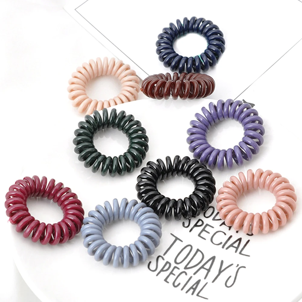

2020 Elastic Black Telephone Wire Hair Bands Girl Woman Hair Accessories Rubber Band Headwear Hair Rope Spiral Shape Hair Ties