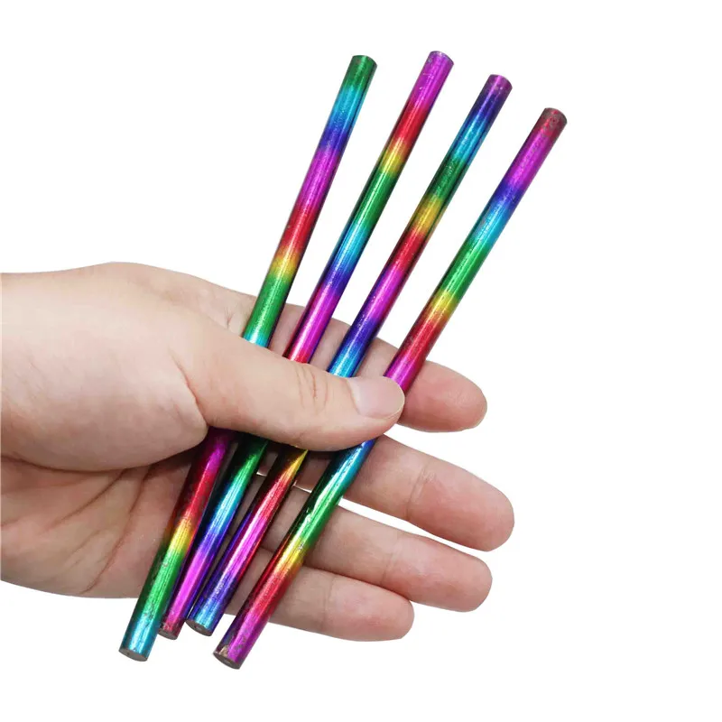 

4 pcs 17.7cm Round bar HB work stationery office rainbow color laser film bright film reflective color pencil