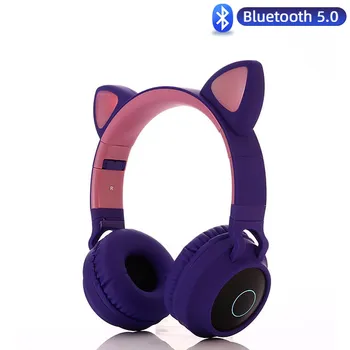 

Wireless Cat Ear Headphones Noise Cancelling Bluetooth 5.0 Young People Kids Stereo Headset Support TF Card 3.5mm Plug With Mic