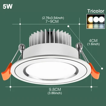 

3 Colors Living Room Caravan Trailer Interior Lamp Full Aluminum Spotlight Boat Recessed Downlight Ultra Thin LED RV Puck Light