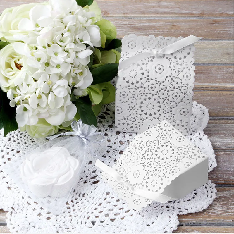 

50PCS Packaging Cardboard Boxes Packing Bags Kraft Paper Mariage Wedding Favor Gift Box Candy Bags Dragees Package Christening