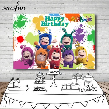 

Sensfun Happy Oddbods Photography Backgrounds Cartoon Kids 1st Birthday Party Backdrops For Photo Studio Photocall Custom 7x5ft