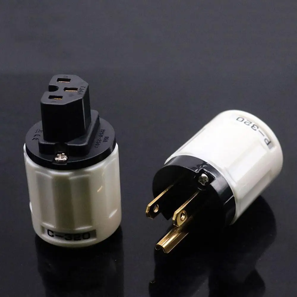 Haldane пара HIFI P-320 C-320 позолоченный латунный красный чистый Медь США AC Разъем питания Разъем для DIY AC Шнур питания Кабель