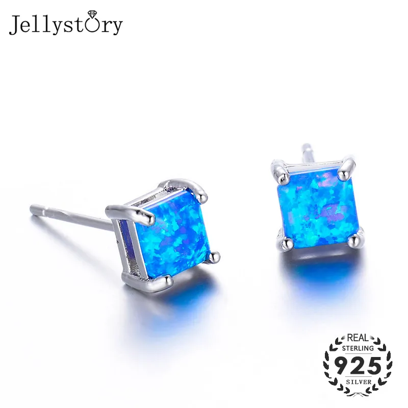 Jellystory модные серьги с квадратной формы опалы драгоценные камни серьги из серебра 925 для женщин ювелирные украшения Свадебная вечеринка подарок