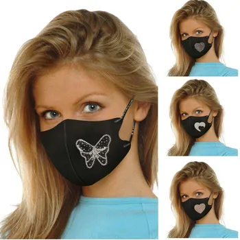 

2020 New Adult Face Mask Fashion Peach Heart Butterfly Diamond Fashion masques lavable Ice Cotton Mask mondkapjes wasbaar#40