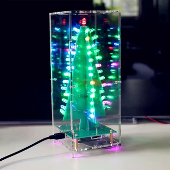 

3D Christmas Tree Music Box Soldering Practice Project DIY Electronic Science Assemble Kit with 7 Colors Flash Light HUG