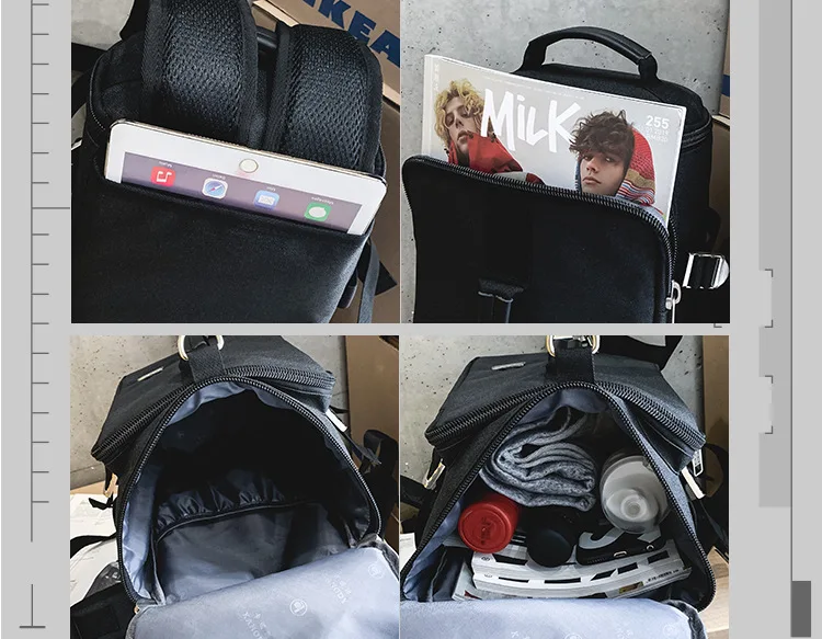 New Chao Brand Shoulder Bag Men's Large Canvas Travel Bag High School Student Bag Waterproof Multifunctional Backpack Bagpack