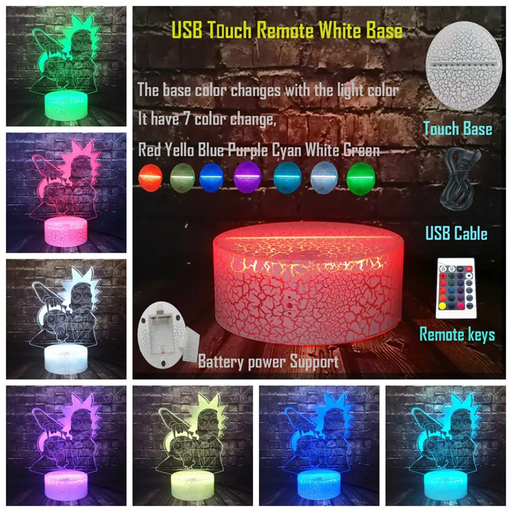 Generic Rick And Morty Light Cartoon Acrylic 3D Optical Illusion Led 7
