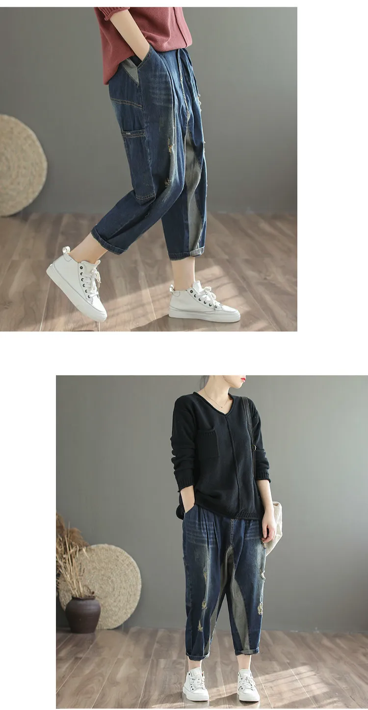 Max LuLu, корейская мода, женские свободные негабаритные джинсы, женские винтажные рваные джинсовые брюки, женские эластичные штаны-шаровары с дырками