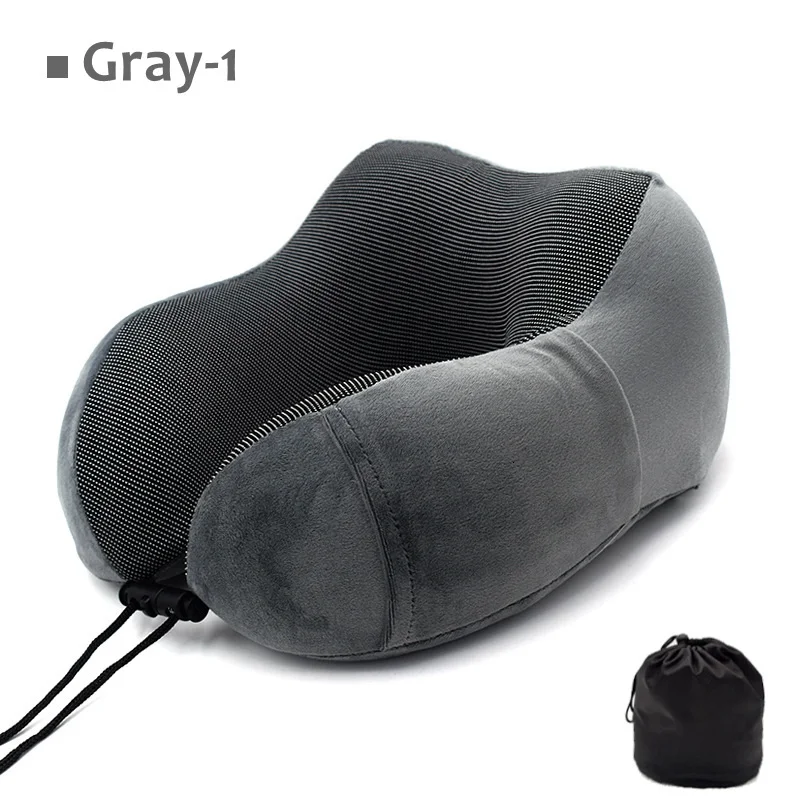 Gray Подушка для путешествий, для самолета, автомобиля, офиса, подушки для сна, u-образная подушка для поддержки головы, подбородка, подушка с эффектом памяти, подушка для шеи, Шейная подушка - Цвет: Gray