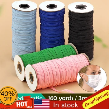 

New 3mm Colorful Mask Elastic Rubber Band Mask Ear Hanging Rope Round Elastic Band DIY Craft Sewing Garment Accessories