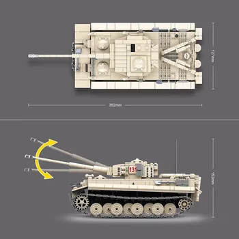

1018Pcs WW2 Tiger 131 Military Heavy Tank City Technical Model 100061 Building Blocks Children's Toy Gift
