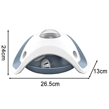 

Blue and White Pet Puzzle Cat Toy Food Leak Food Dispenser Feeder Interactive Fun Toy 360 Degree Rotating Bell Ball