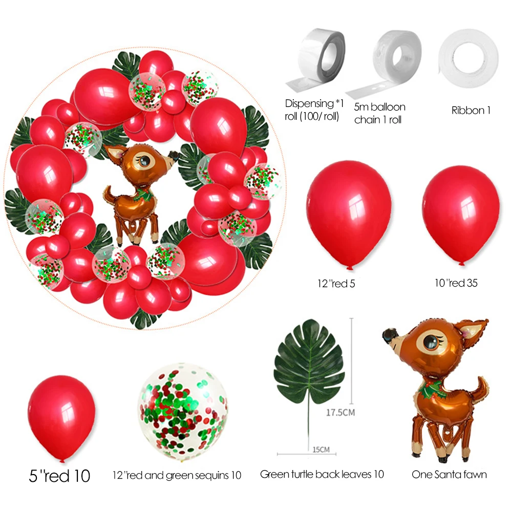DIY christmas decoration For Home Balloons with Xmas wreath balloons chain set turtle leaves sequins Christmas balloons Set