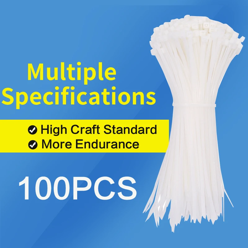 100PCS Nylon Cable Ties 5x300mm 3x200mm Self-Locking Fastening Zip Wraps