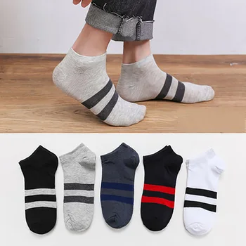 

5Pais/lot Harajuku Breathable Stripe Men Ankle Socks Fashion Short Summer Sports Ultra-thin Designer Socks Cotton Mens Socks
