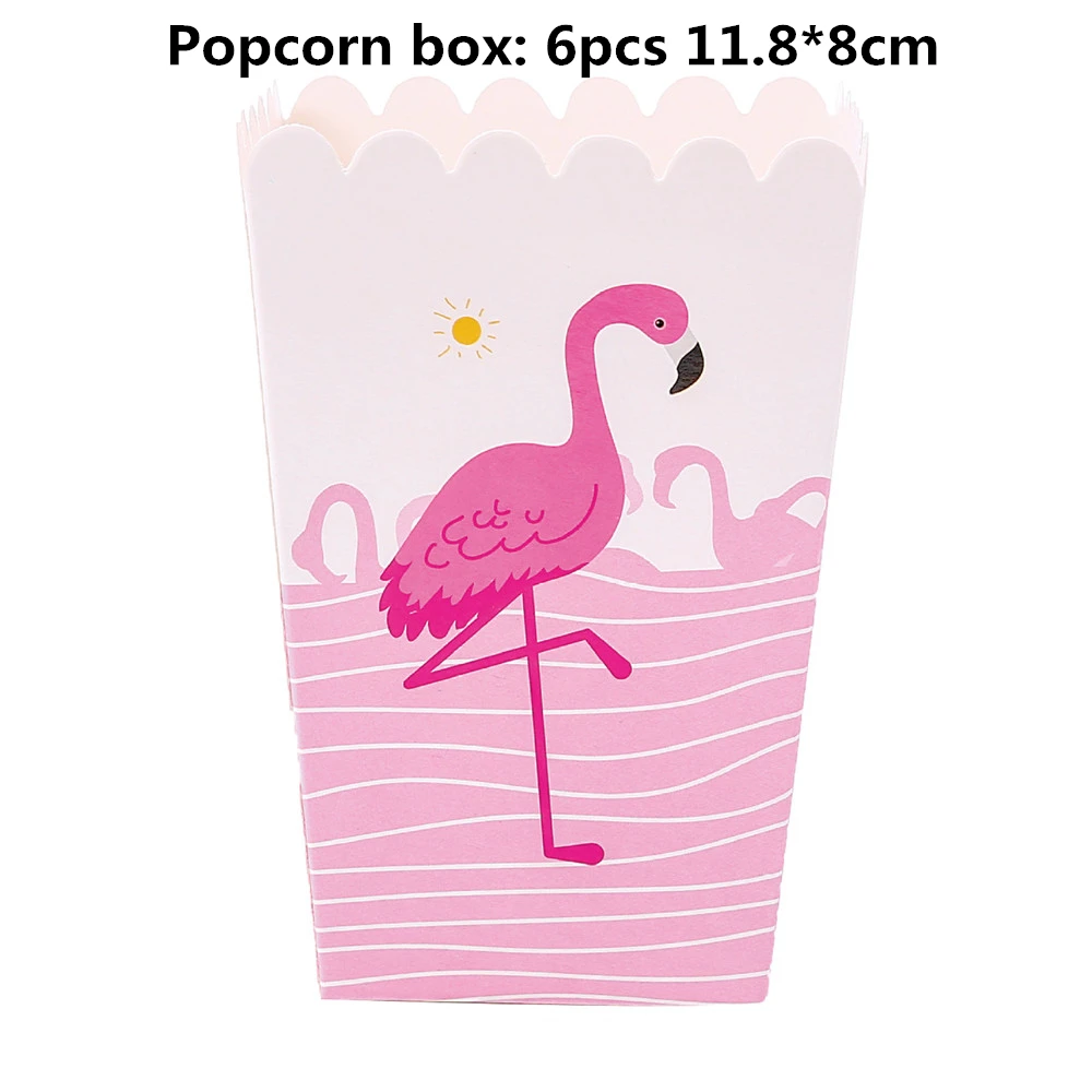Popcorn box Одноразовая посуда для вечеринки в честь Дня рождения с фламинго, бумажная тарелка, чашка, флаг, баннер, салфетка для детского душа, вечерние принадлежности для украшения фламинго, Q - Цвет: Popcorn box